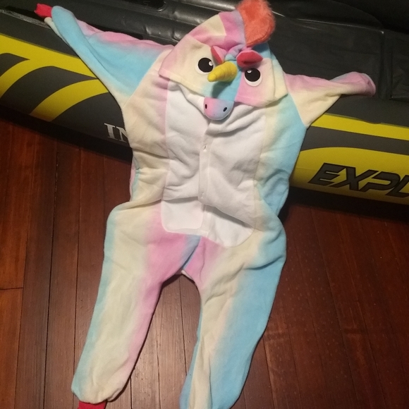 RAINBOW UNICORN ONESIE Costume Pajamas Cosplay 6T - Picture 2 of 4